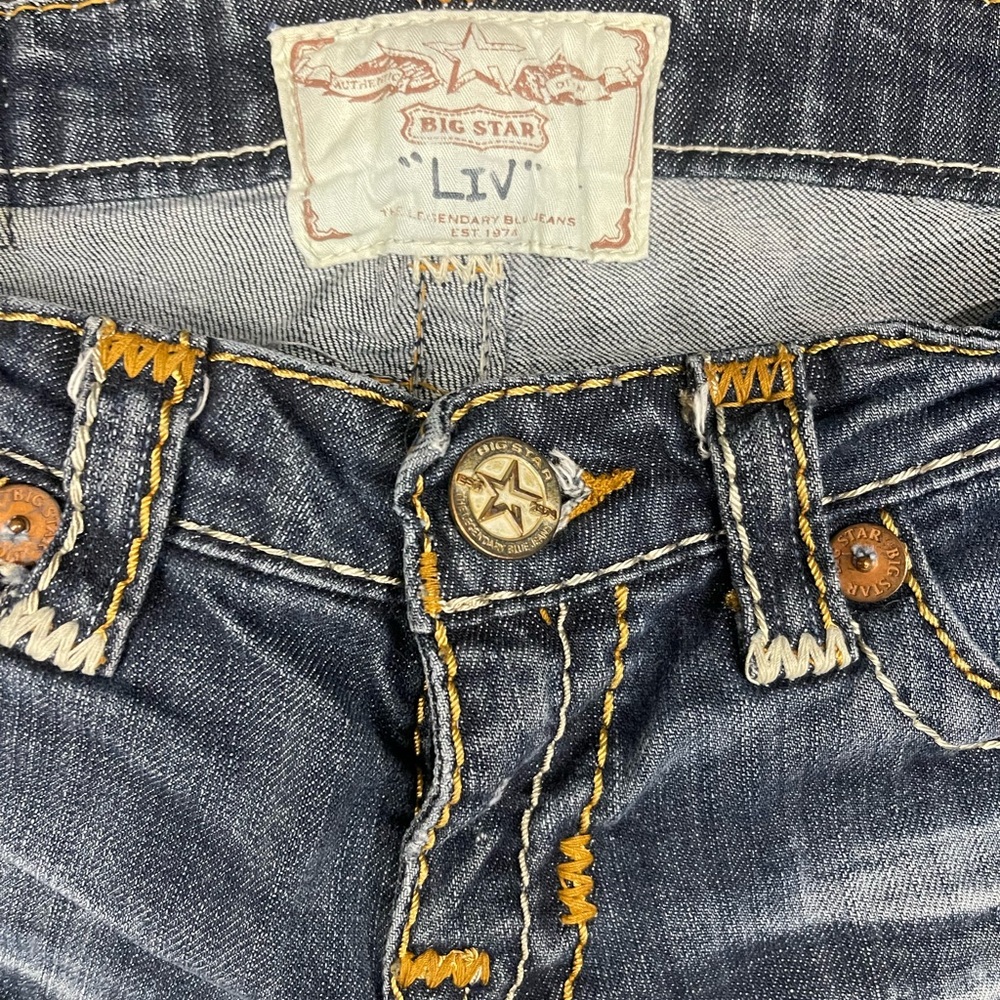 Big Star Men's Dark Blue Denim Jeans with Yellow Stitching